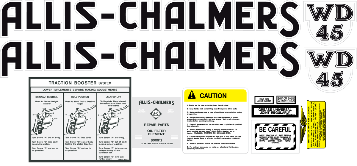 WD45 Allis Chalmers Complete Decal Kit