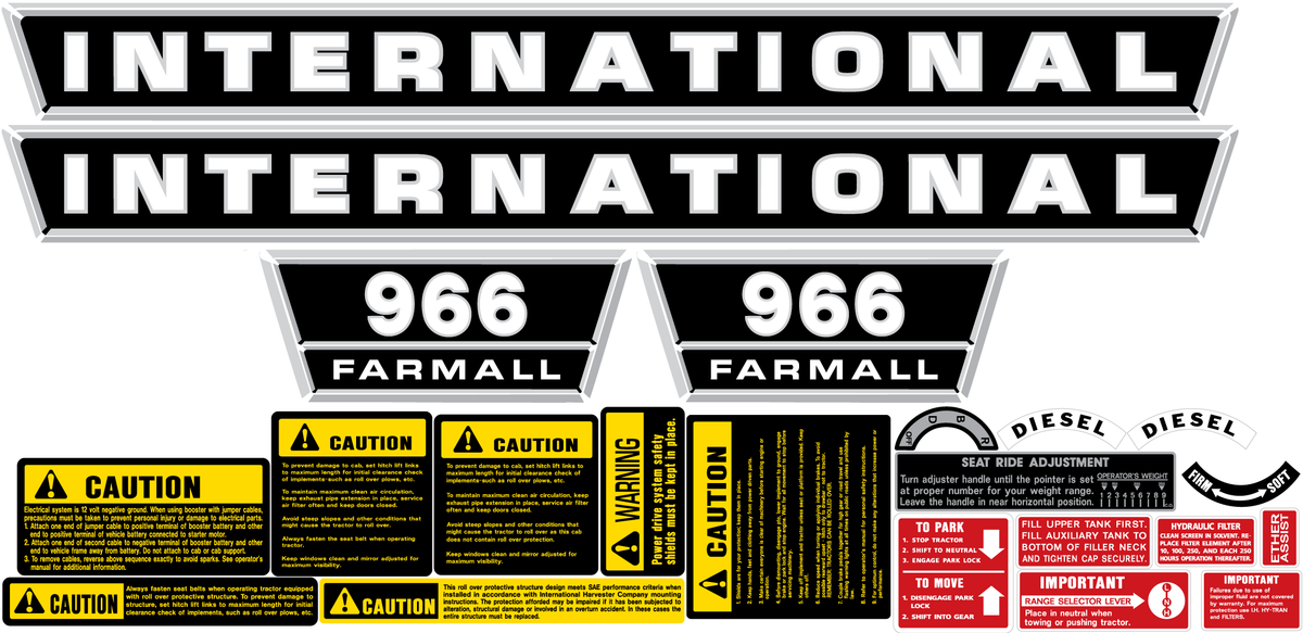 966 Farmall International Harvester Complete Decal Set